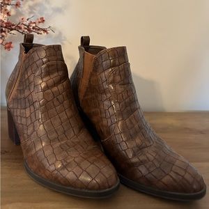 MIA Brown Faux Alligator Booties